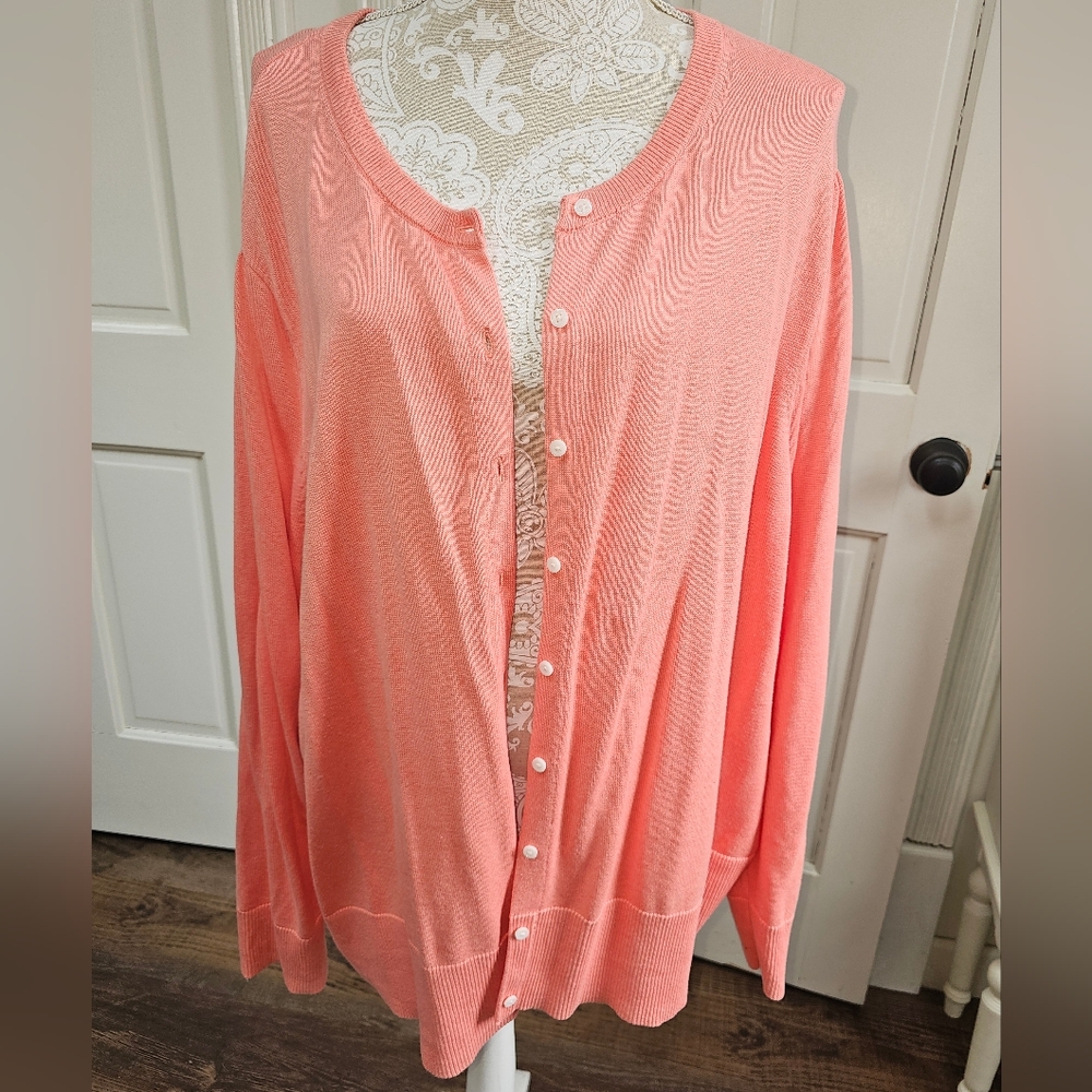 Peach Button-Up Cardigan